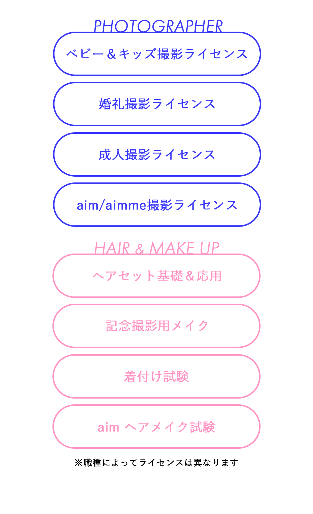 フォトグラファーやヘアメイクの習得できるスキル一覧