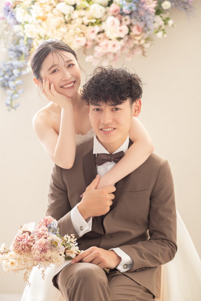 三景スタジオ旭川本店 ご婚礼写真 フラワーウォール